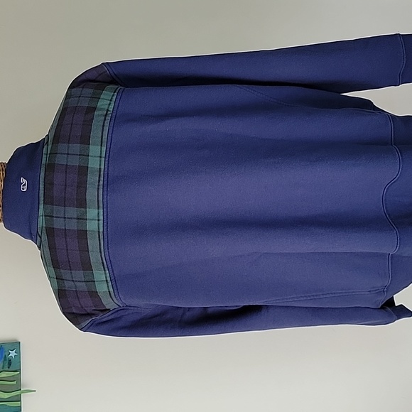 Vineyard Vines Plaid Shep Shirt Blue Green 1/4 Zip Pullover Sweatshirt sz3X BinF - Picture 3 of 7